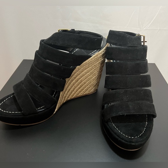 Tory Burch Shoes - Tory Burch Wedge Heeled with Black Straps Size 10